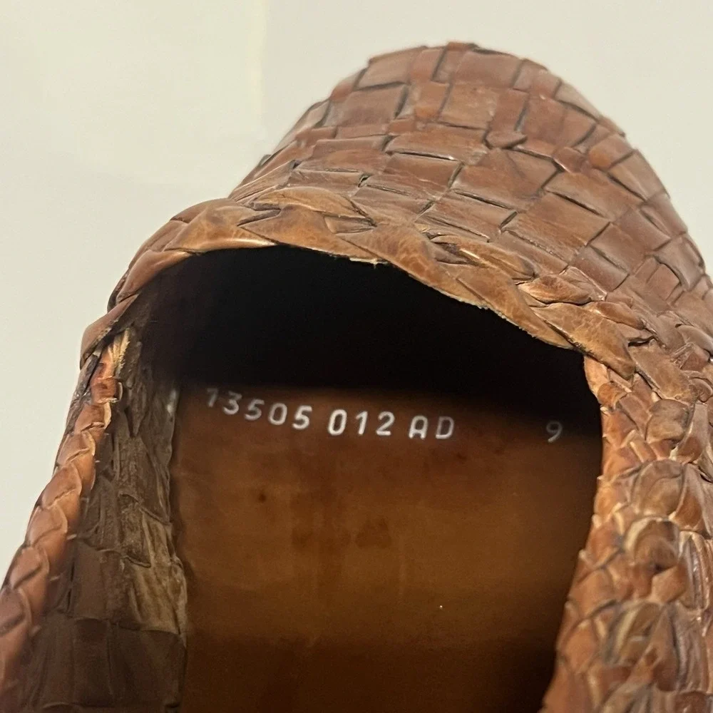 Moreschi Weaved Woven Leather Slip On Loafer Men's 9 Brown Italy 135050 012 AD